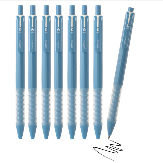 Noteful Retractable Gel Ink Pen - 0.7mm Bullet Tip | Smooth Writing | Blue Ink (Pack of 8)