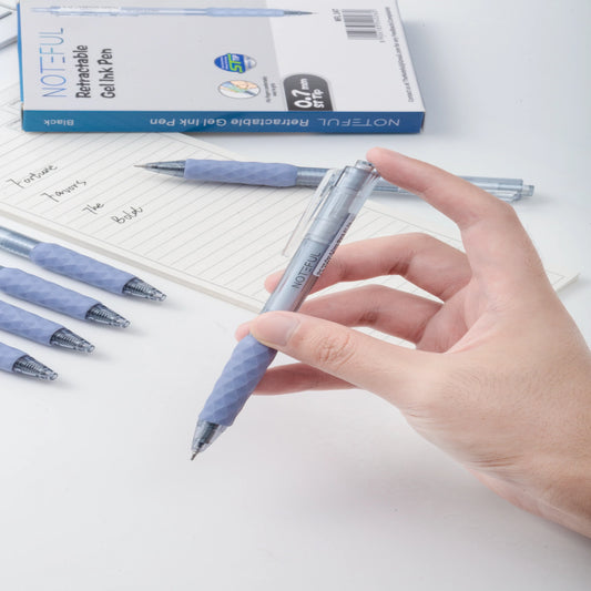 Noteful Retractable Gel Ink Pen – 0.7mm ST Tip | Quick-Dry & Smudge-Free Writing | Pack of 8 (Black & Blue Ink)