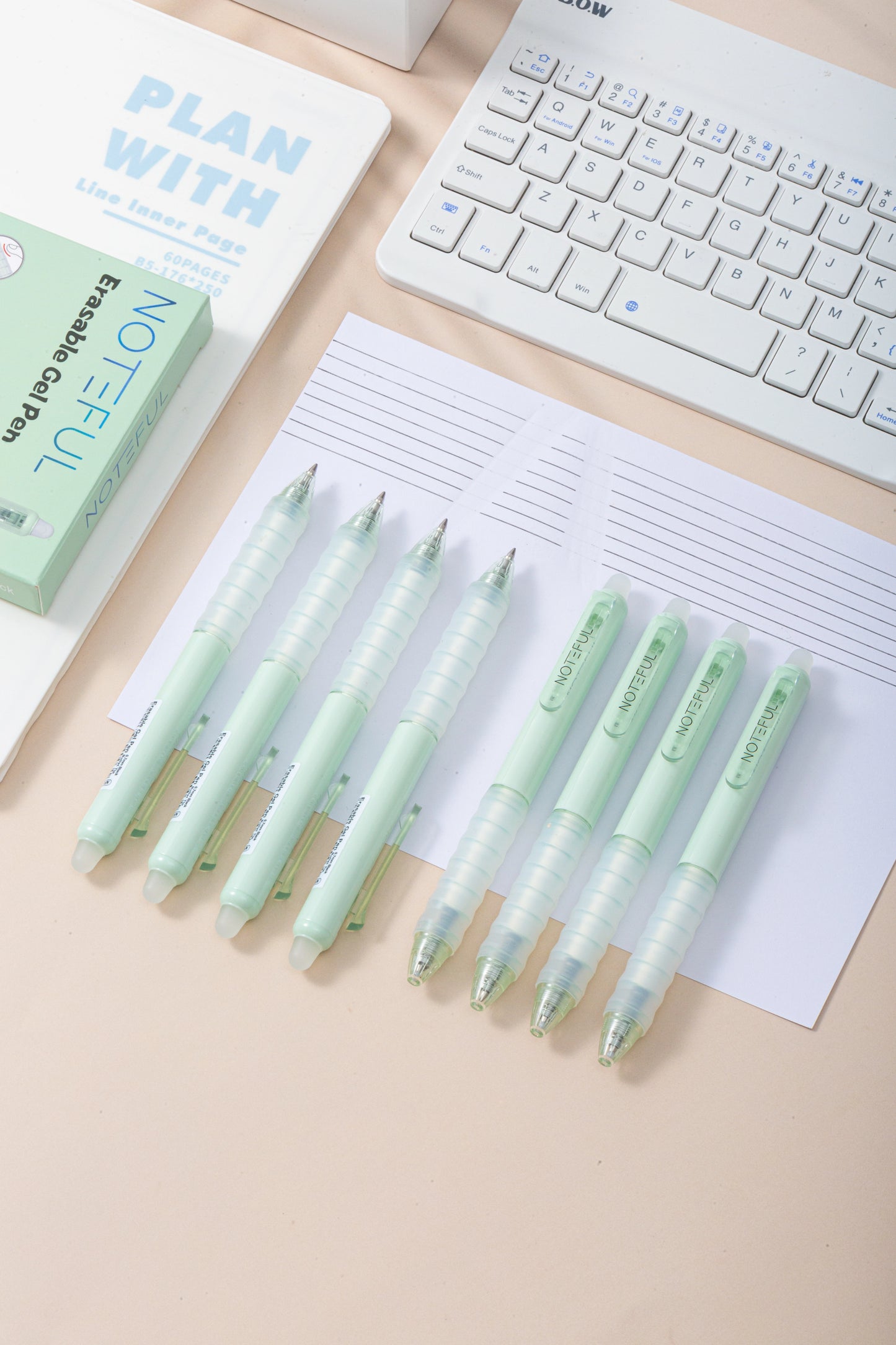Noteful Erasable Gel Pen Set – 0.7mm Bullet Tip | Smooth Writing & Easy Erasing | Pack of 8 (Blue & Black Ink) (NFL107)