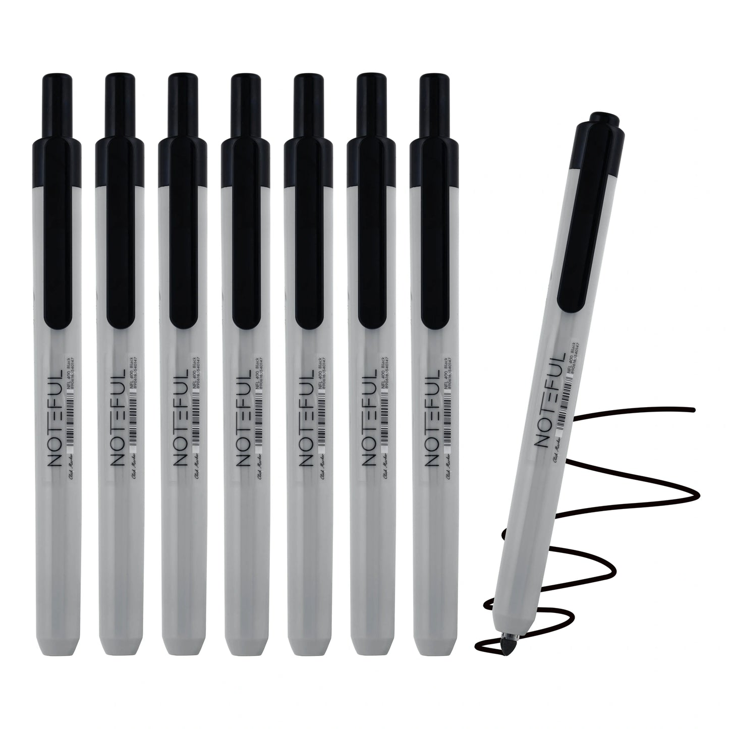 Noteful Click Marker - Black Permanent Marker | Retractable Round Tip | Pack of 12 (NFL400)