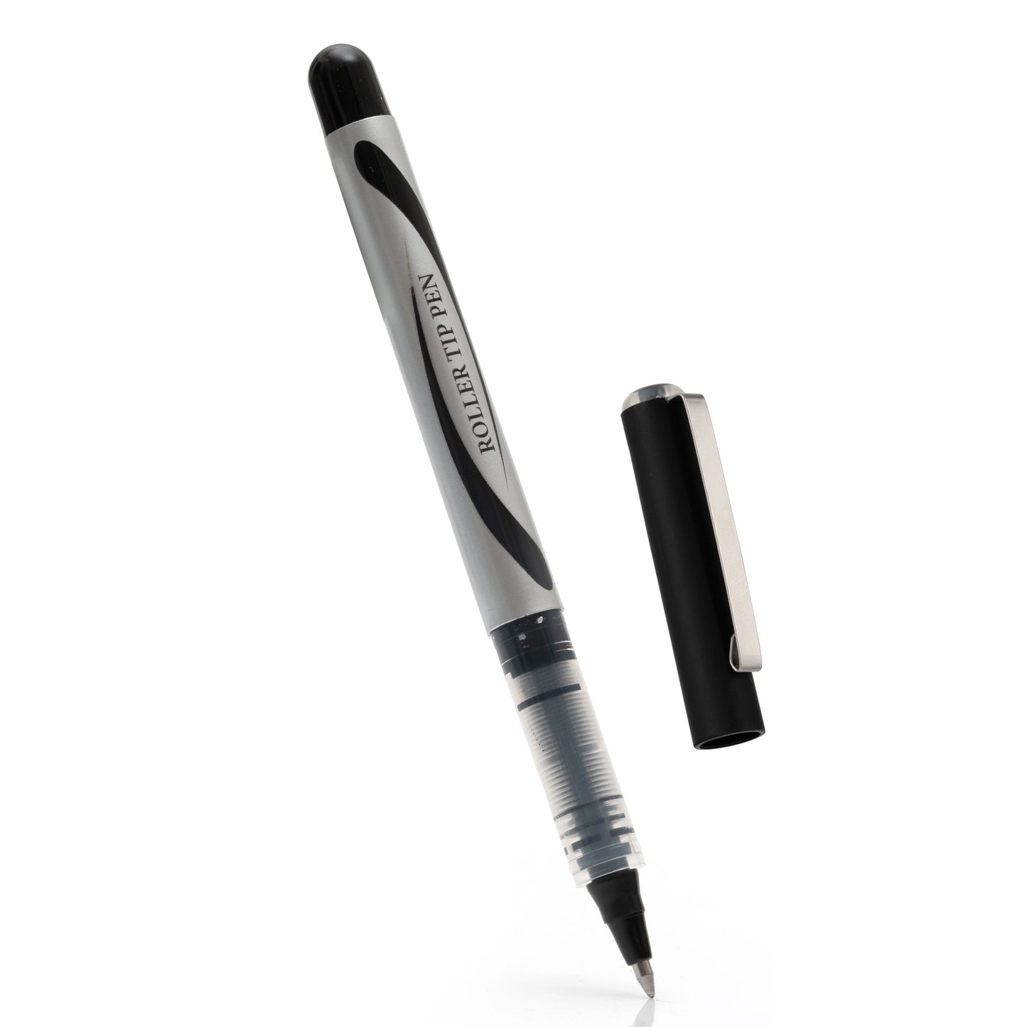 Noteful 0.7mm Roller Tip Pen | Ultra-Smooth Ink Flow | Metal Clip & Bullet Tip | Black Ink (Pack of 8)