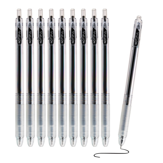 Noteful Retractable Gel Ink Pen – 0.7mm Needle Tip | Quick-Dry & Smudge-Free Writing | Pack of 12 (Black & Blue Ink)