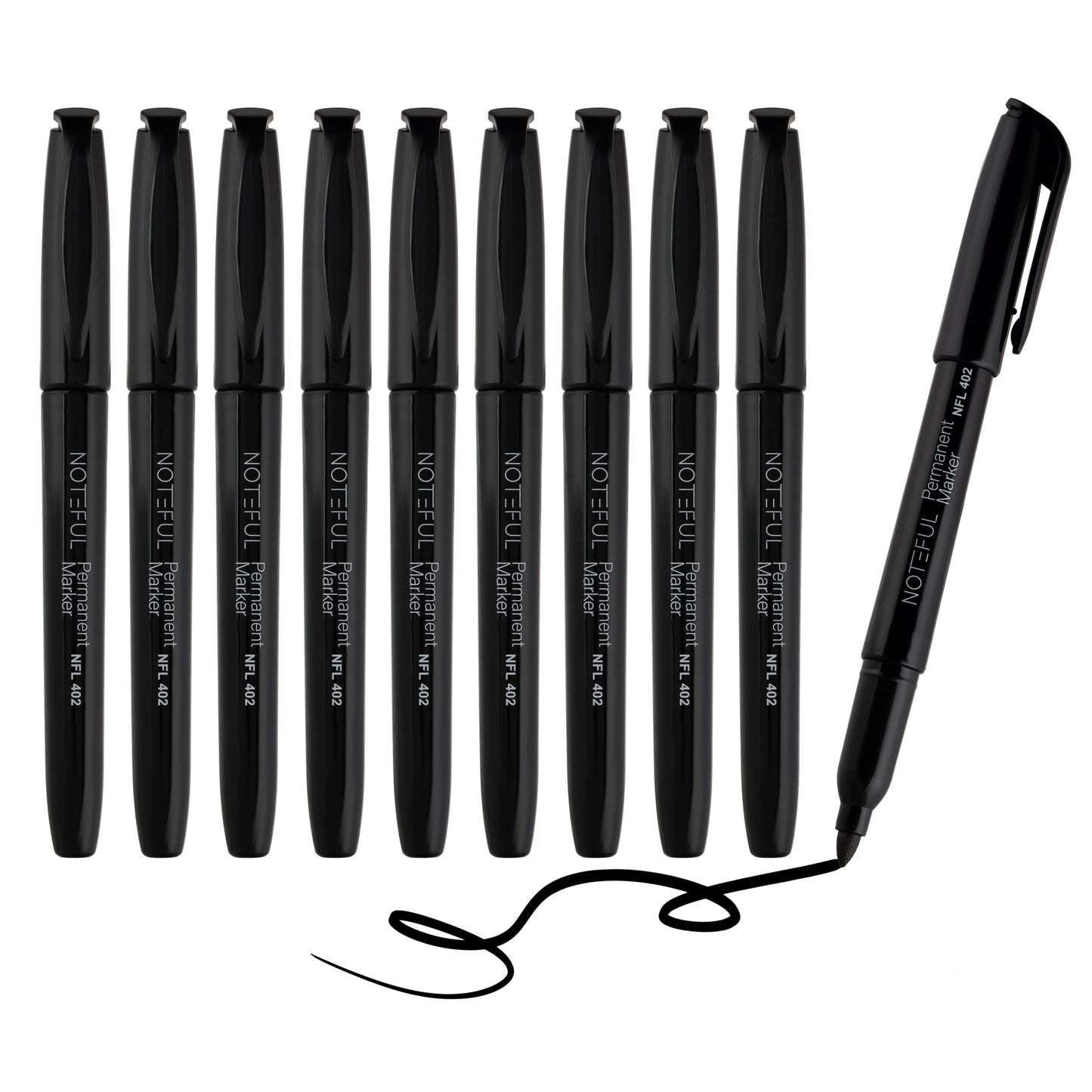 Noteful Permanent Marker - Black Bullet Tip | Pack of 12 | Quick-Dry & Smudge-Proof (NFL402)