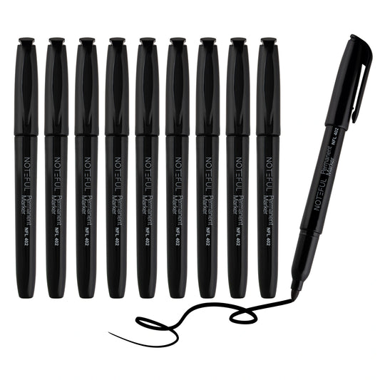 Noteful Permanent Marker - Black Bullet Tip | Pack of 12 | Quick-Dry & Smudge-Proof (NFL402)