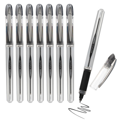 Noteful Fluency 0.7mm Refillable Roller Pen | Ultra-Smooth & Quick-Drying Ink | Black Ink (Pack of 8)