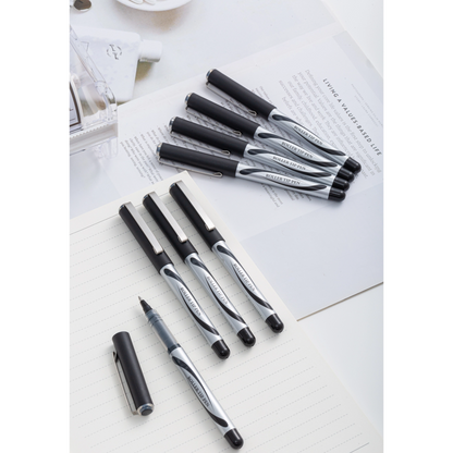 Noteful 0.7mm Roller Tip Pen | Ultra-Smooth Ink Flow | Metal Clip & Bullet Tip | Black Ink (Pack of 8)