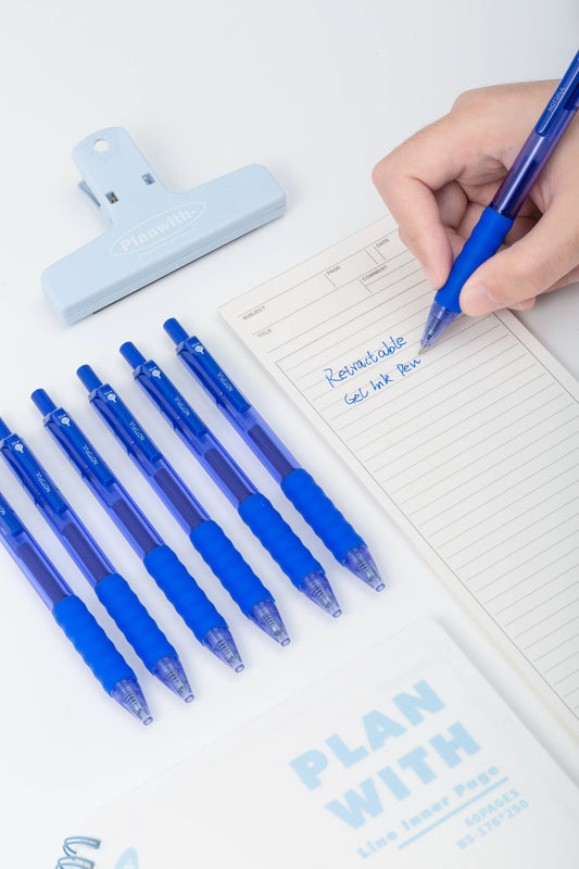 Noteful Retractable Gel Ink Pen – 0.7mm ST Tip, Quick-Dry & Smudge-Free Writing – Pack of 8 (Blue)