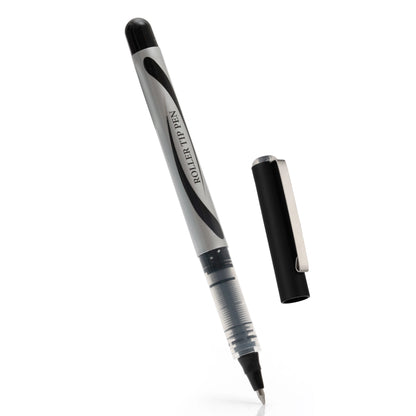 Noteful 0.7mm Roller Tip Pen | Ultra-Smooth Ink Flow | Metal Clip & Bullet Tip | Black Ink (Pack of 8)