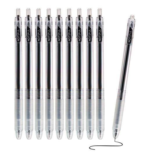 Noteful Retractable Gel Ink Pen - 0.7mm Needle Tip | Quick-Dry Black & Blue Ink | Pack of 12(NFL157)